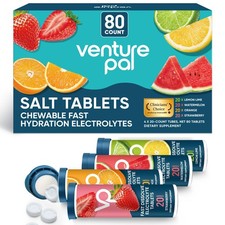 Chewable Electrolyte Tablets, 80 Count Fast-Dissolve Sugar-Free Stick Salt Ta...