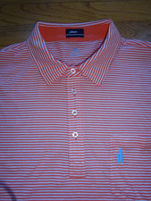 New Johnnie-O Shirt Men's XXL Orange Striped Golf Polo Shirt