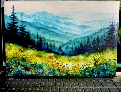 Small Art Print Canvas Over Wood Frame Colorado Landscape 8''x12''x1/2'' Wall Art