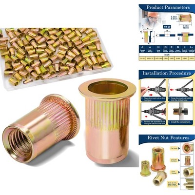 1/4-20 Threaded Insert Rivnut Flat Head Zinc Carbon Steel Rivet Nut 115Pc UNC