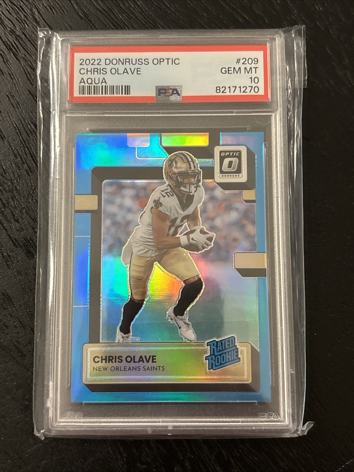 2022 CHRIS OLAVE PANINI DONRUSS OPTIC AQUA /299 ROOKIE RC SAINTS #209