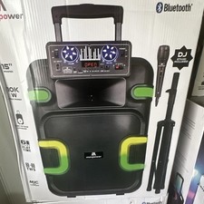 MaxPower Wireless Bluetooth PA Speaker Black LED TWS Remote w/ DJ Mic
