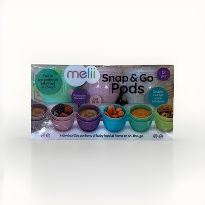 Melii Snap & Go Snack Pods Baby Food Containers 12-Pack 2oz BPA Free New
