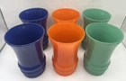 NICE Set Of 6 Vintage Anchor Hocking MCM Green, Red & Blue Glasses