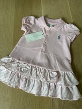 Ralph Lauren 2-Piece Baby Girls Pink Ruffles Collared Logo Dress & Bloomers 0-3M