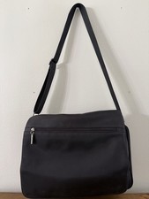 Black Nylon Messenger Bag, Briefcase, Shoulder Strap.