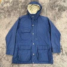 Vintage Woolrich Jacket Womens Medium Blue Full Zip Lined Nylon Hooded USA Made