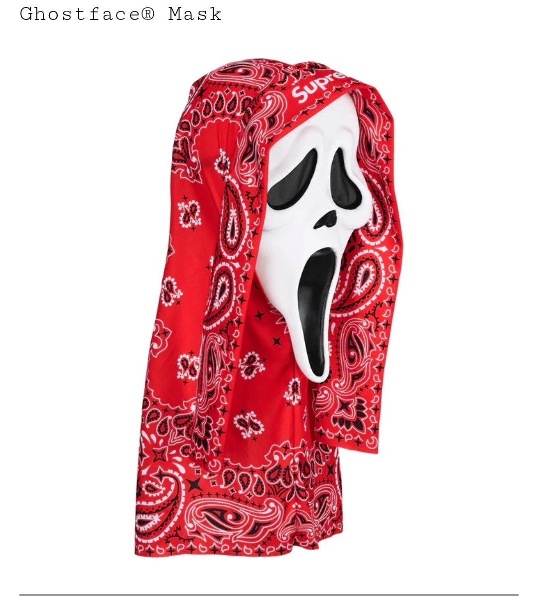 Supreme Ghostface® Mask バンダナ柄 Supreme Ghostface Full Mask Red Bandana Hood One Size Adult Unisex