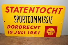 Vintage 1961 Shell Gas Station Gasoline Motor Oil European Metal Sign NICE