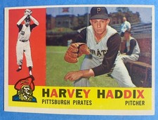 1960 Topps - Harvey Haddix #340 Pittsburgh Pirates Baseball Card No Creases EX