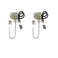 Ceiling Fan Pull Chain Switch – ZING Ear ZE-109 Nickel (2-Pack), Compatible