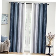 Ombre Blackout Curtains, 52"W x 84"L Pack of 2 Navy Blue and Greyish White