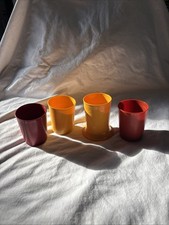 Vintage Tupperware Harvest Colors Kids Juice Tumblers Footed Kid s Cup 4 Pcs.