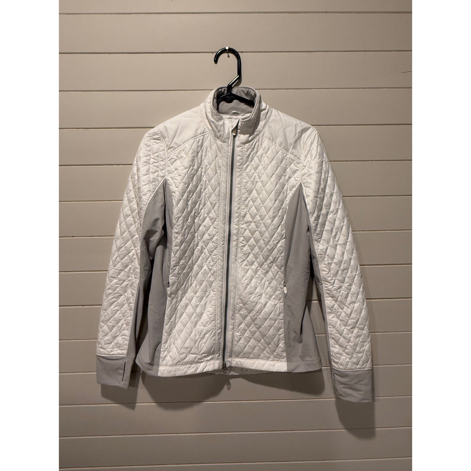 Zero Restriction Quilted Zip Up Jacket White Gray… - image 1