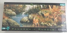 Hautman Brothers Panoramic 750 Piece Puzzle Deer & Pines Sealed - Made In USA