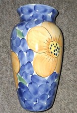 Vintage Loucarte Portugal Hand Painted Pottery Vase. Rare & Beautiful.