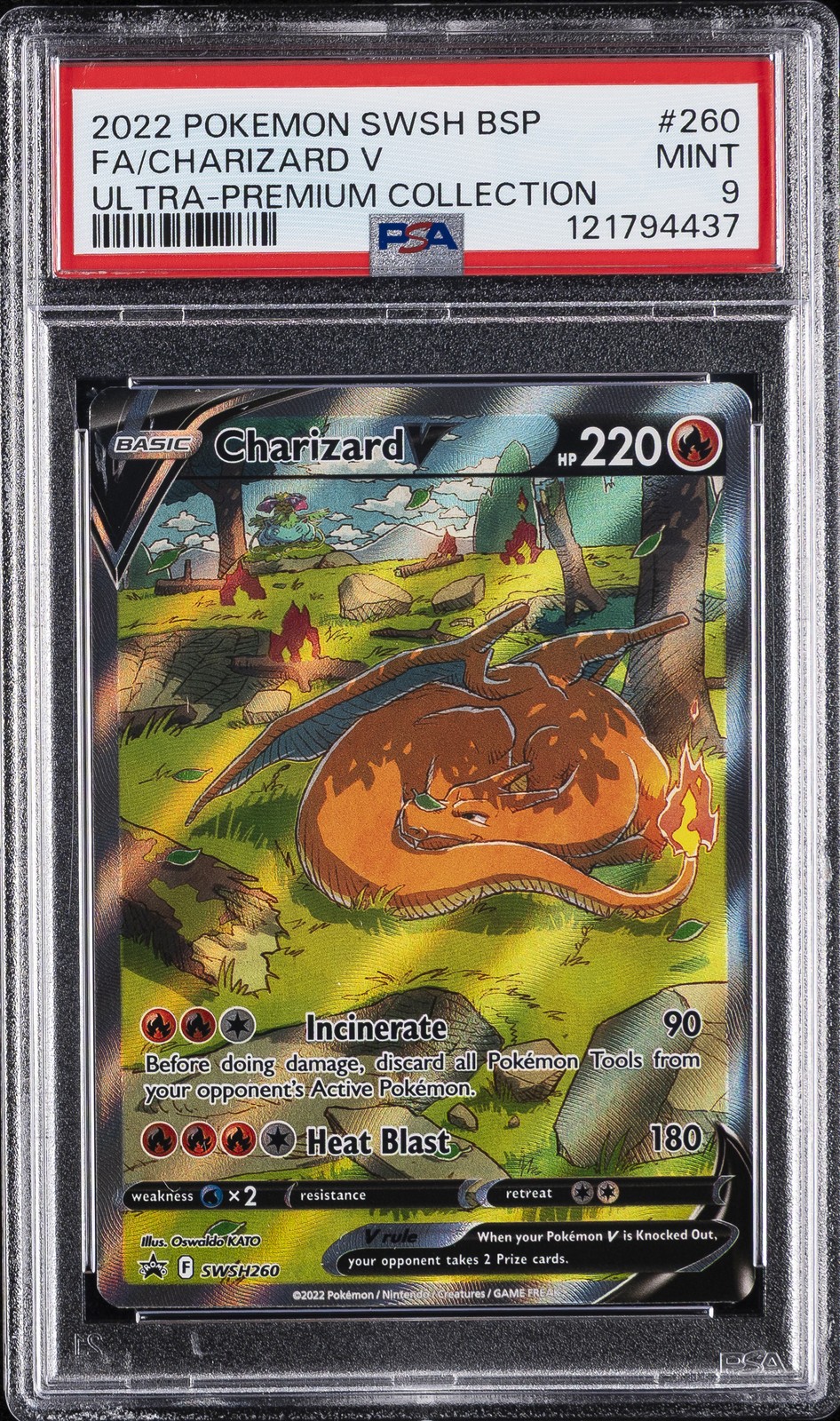 2022 POKEMON SWSH BLACK STAR PROMO #260 FULL ART/CHARIZARD V PSA 9