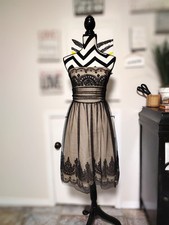 David's Bridal Strapless Tulle Dress With Caviar Beading Ladies 6 Blk/Champagne