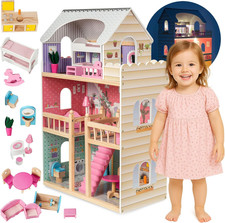 Casa Delle Bambole in Legno XXL – 3 Piani Con LED E Mobili Inclusi – Casa Bambol