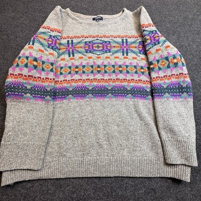 CHAPS Denim Women's Aztec Crew Neck Chunky Knit Sweater Sz 3X