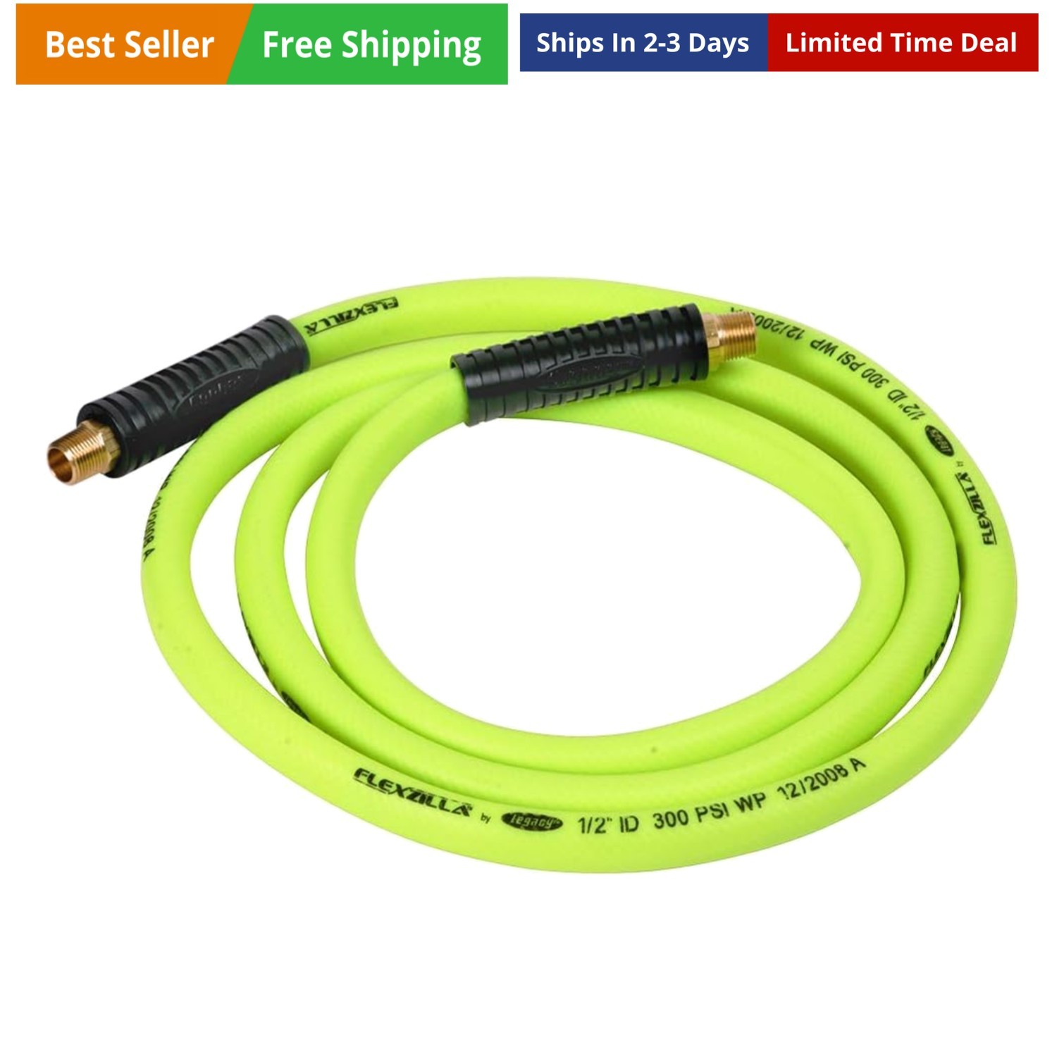 Swivel Whip Air Hose, 1/2 in. x 8 ft. 3/8 in. MNPT Swivel x 