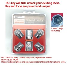 Toyota Alloy Wheel Lock Set Genuine Oem Short Ones With 2 Keys Wcrown Logo