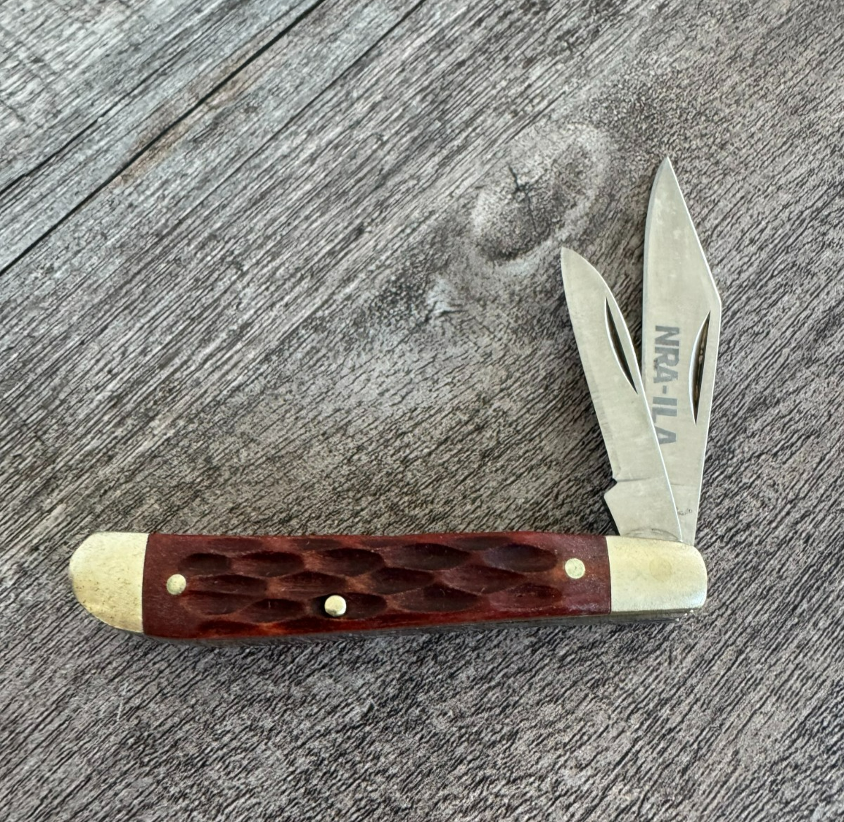 Stone River Knife NRA-ILA 2 Blades Brown Jigged Bone Handles