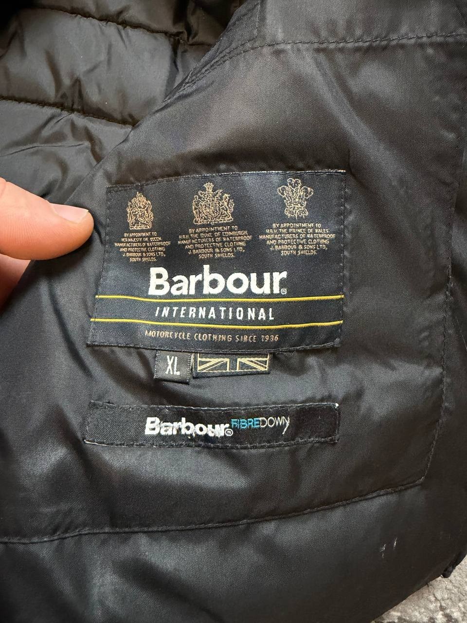 Barbour International Ouston Hooded Quilted Jacket Men’s XL Black image 8