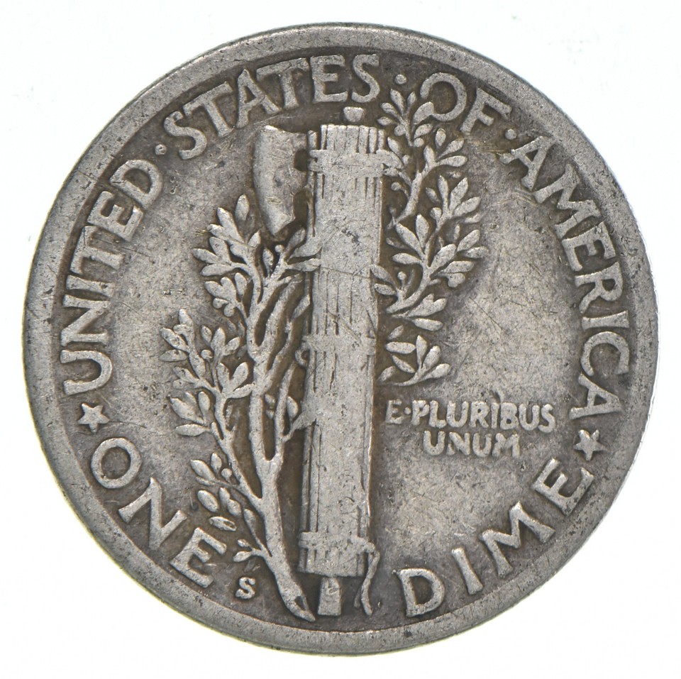 VG+ 1928-D Mercury 90% Silver Dime