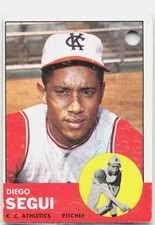 1963 Topps #157 Diego Segui Rookie POOR PUNCH HOLE