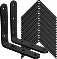 25Pcs Black Angle Brackets 3&rdquo;x 3&rdquo; Heavy Duty Corner Bracket 3MM for Wood