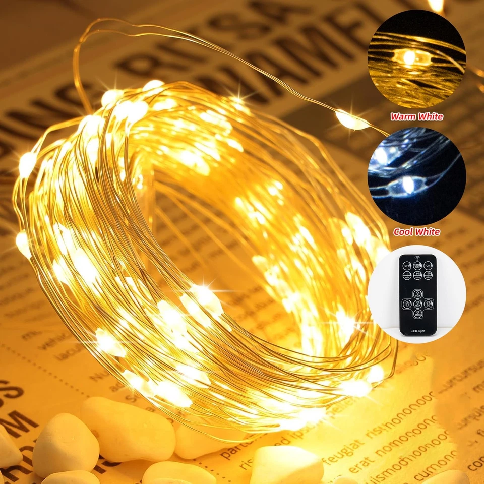 16FT 100LED Fairy Lights, Remote Control, Battery Operated, Cool+Warm White, 1 P - Image 3 of 4