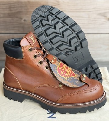 LOUIS VUITTON Oberkampf Ankle Boot Nigo Heart Lace Up Monogram