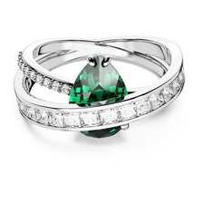 BNIB SWAROVSKI Hyperbola ring Mixed cuts, Double bands, Green, Rhodium 58 £165