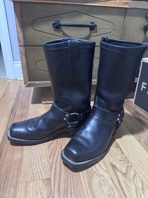 Chippewa Men s Black Leather Harness Mid-Calf Pull-On Boots Square Toe 11