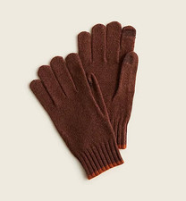 NWT J.Crew Men's Tipped Knit Lambswool Gloves Distant Plains Brown One Size