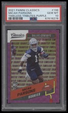 Micah Parsons 2021 Panini Classics #196 Timeless Tributes Purple PSA 10