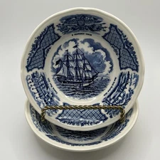 Alfred Meakin Fair Winds Dessert Bowls Set of 2 Blue Transferware 5.25" Nautical