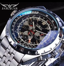 Jaragar Men Wrist Watch Automatic Mechanical Stainless Steel Luminous Date