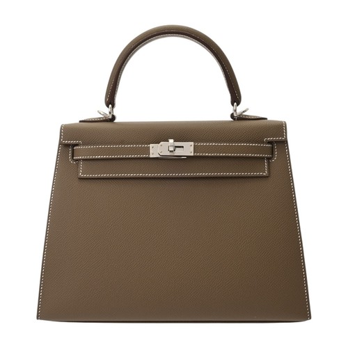 HERMES Kelly 25 (External Stitching) 2-Way Veau Epsom Etope Women Handbag GS...