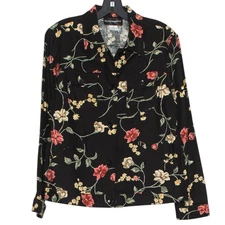 Requirements Vintage Jacket Linen Whimsigoth Cottage Boho Retro Floral Black 10