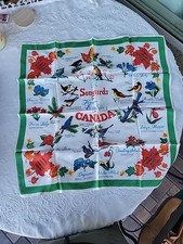 Vintage Songbirds and Flower Emblems of Canada Scarf 19  square EUC