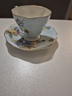  Foley Teacup Saucer Light Blue Floral Bone China England Gold Trim  — photo 5