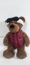 Eddie Bauer 2003 Plush Teddy Bear Hat Red Vest Sweater Stuffed Animal 13"