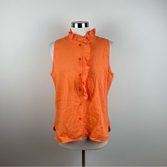 Jade Melody Tam Solid Orange Ruffle Button Down B… - image 1