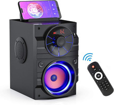 Big Portable Bluetooth Speakers with Subwoofer, LED Lights  FM Radio