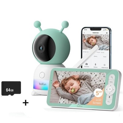 BOIFUN 2K Baby Monitor with APP & 5'' Split-Screen Control Soothing Night Light
