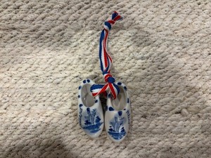 Delft 1.25" x 1/2" Mini Dutch Clog Ornament Windmill Blue & White Porcelain
