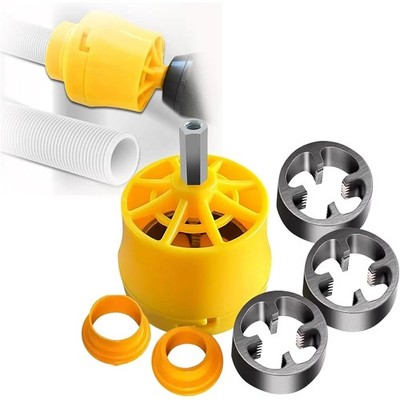 PVC Thread Maker Tool for Electric Drill Pipe Threader Kit and 1/2'' 3/4'' 1'' Dies