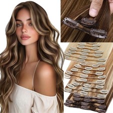 Clip In Hair Extensions 100 Remy Human Hair 8Pieces 18Clips Balayage Full Head